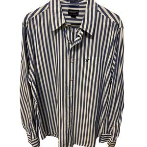American Eagles Men's Blue White Striped Button Down Shirt Size Large Preppy